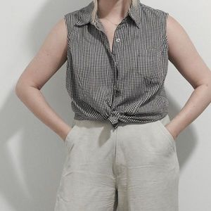 Black and White Gingham Button Up